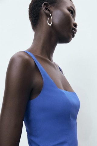 Robe coton évasée - Bleu