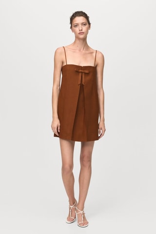 Robe col avec nœud - Marron
