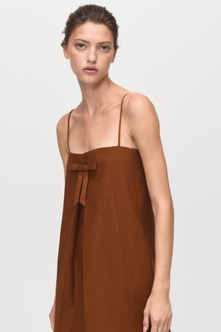 Robe col avec nœud - Marron
