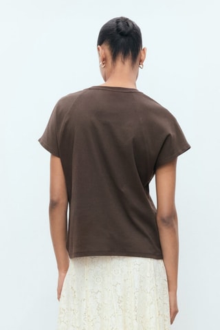 T-shirt coton col rond - Marron