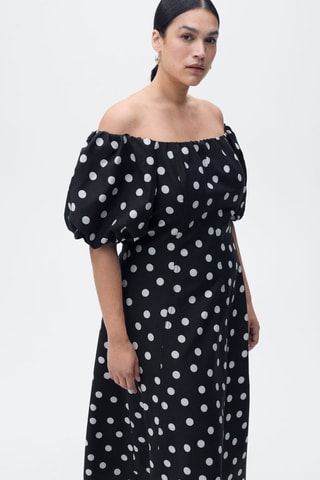 Robe bustier à pois - Noir