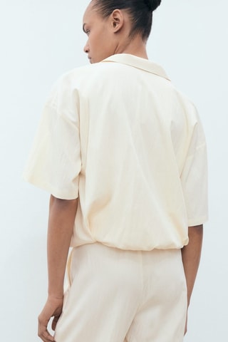 Chemise crop bouffante - Beige