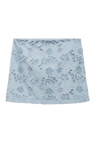 Jupe brodée coton - Bleu