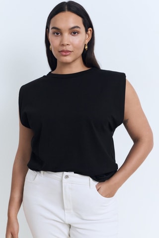 T-shirt épaulettes manches courtes - Noir