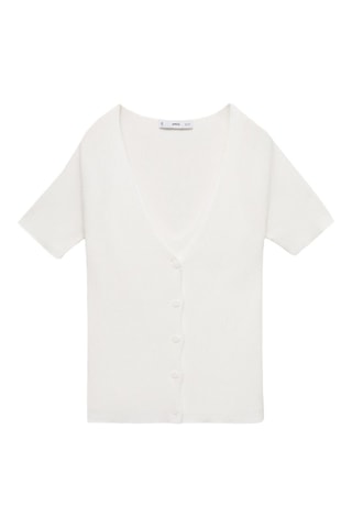 Jersey canalé combinado - Blanco