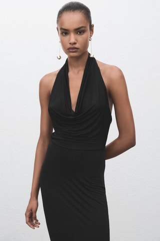 Robe drapée dos nu - Noir