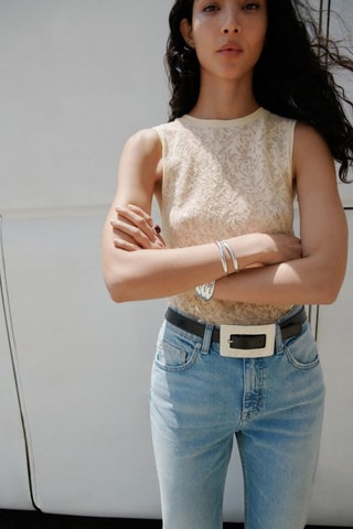 Top maille ajourée - Blanc
