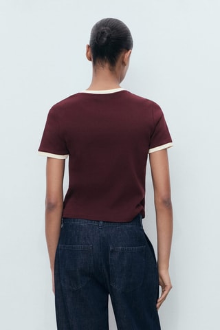 T-shirt coton boutons - Bordeaux