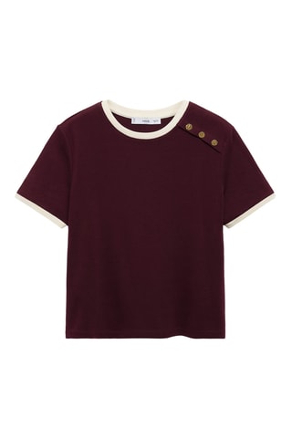 T-shirt coton boutons - Bordeaux