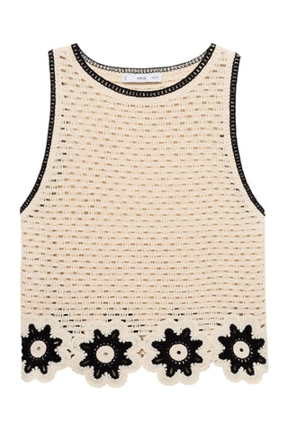 Top en crochet finitions à fleurs - Blanc