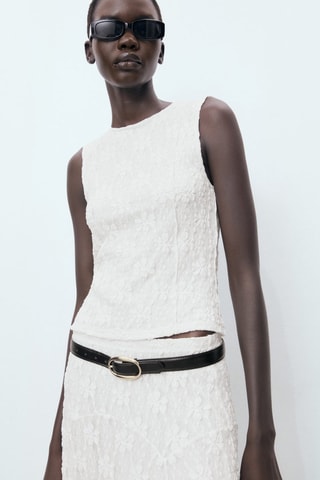 T-shirt bretelles dentelle - Blanc