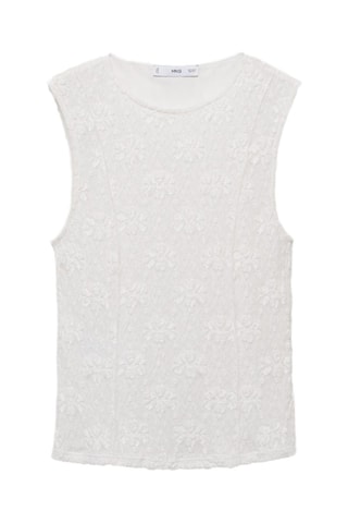 T-shirt bretelles dentelle - Blanc