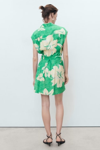 Robe imprimée avec ceinture - Vert