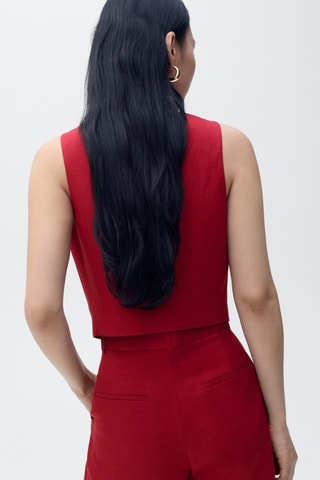 Gilet de costume lin mélangé - Rouge