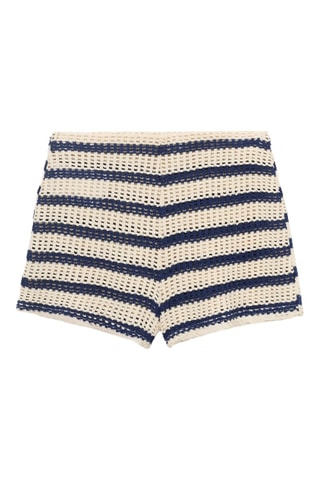 Short en crochet à rayures - Bleu