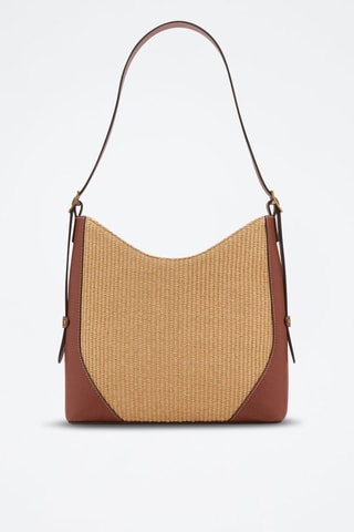 Sac porté épaule effet raphia - Marron