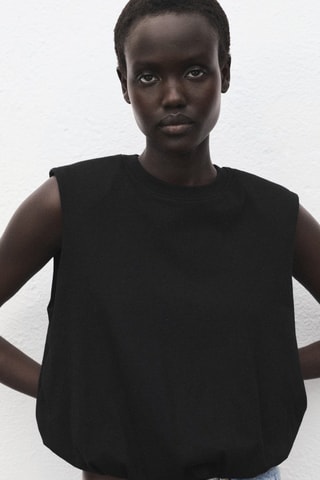 Top en coton ballon - Noir