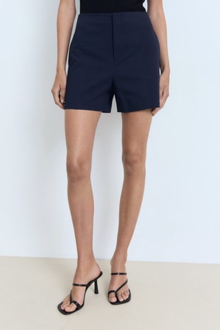 Short droit taille haute - Bleu