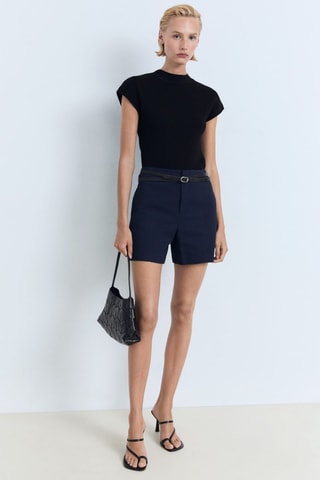 Short droit taille haute - Bleu