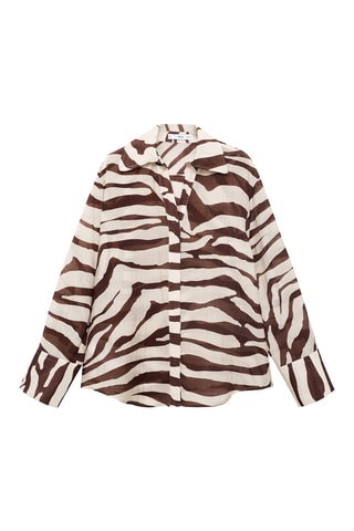 Chemise fluide imprimé zèbre - Écru