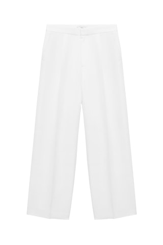 Pantalon mélange de lin pinces - Blanc