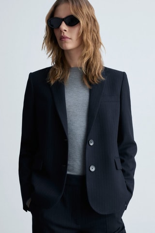 Veste de costume fines rayures - Bleu