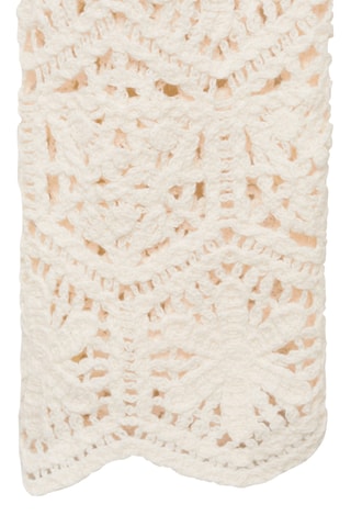 Cardigan crochet bas festonné - Écru