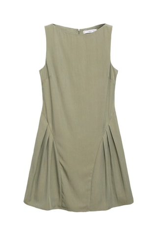 Robe col bateau à plis - Kaki