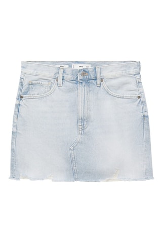 Jupe denim bas effiloché - Bleu