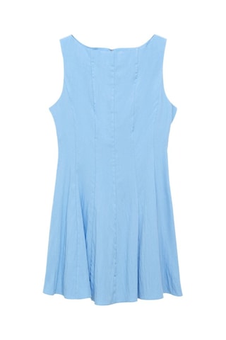 Robe col bateau à plis plats - Bleu
