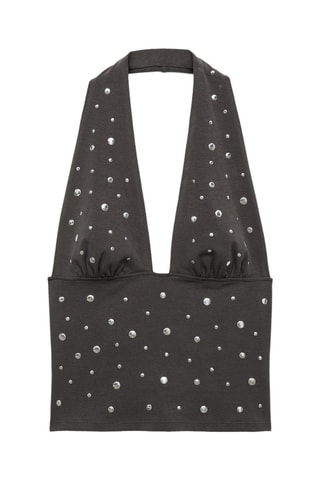 Haut à emmanchures américaines métalliques - Gris