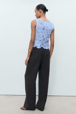 Top crochet fleurs - Bleu