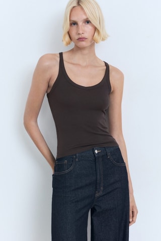 Top coton bretelles - Gris