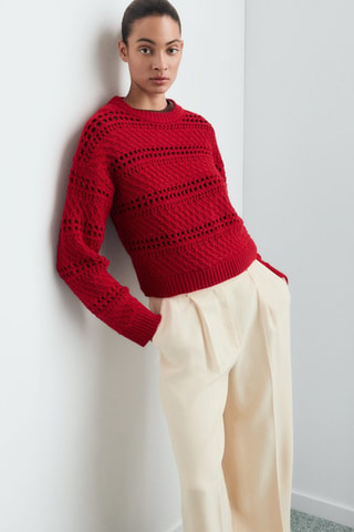 Pull en maille ajourée - Rouge