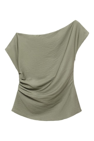 Blouse modal col asymétrique - Vert