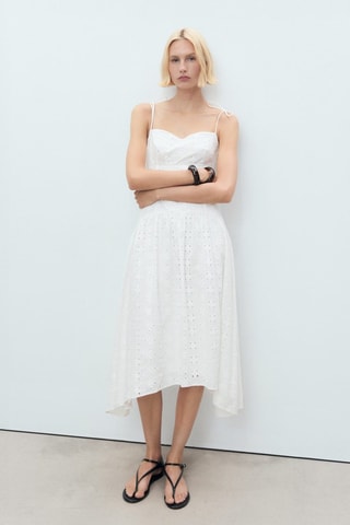 Robe midi ajourée - Blanc