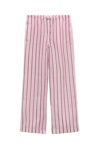 Pantalon en ramie à rayures - Rose