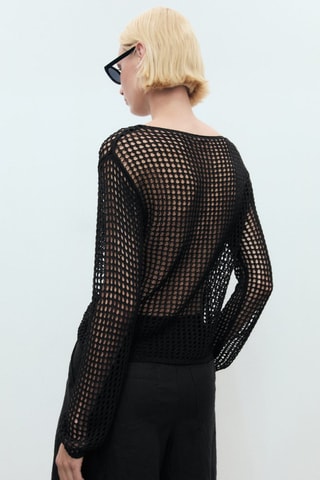Pull-over brodé maille - Noir