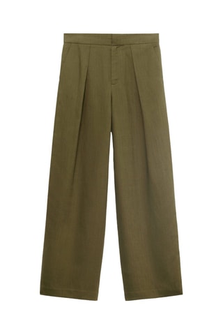 Pantalon mélange de lin pinces - Vert