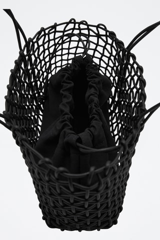 Sac porté épaule tressé moyen - Noir