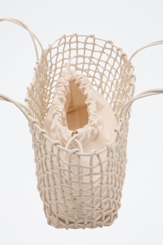 Sac porté épaule tressé moyen - Blanc