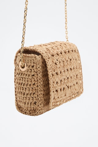 Mini sac bandoulière en fibre naturelle - Beige