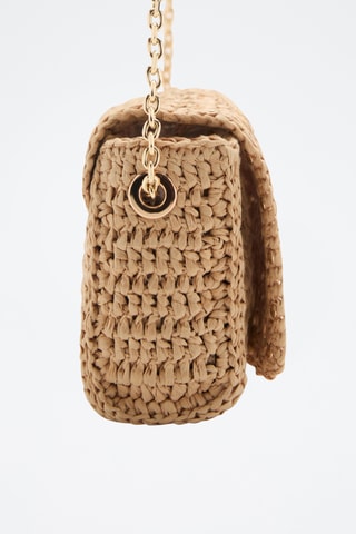 Mini sac bandoulière en fibre naturelle - Beige