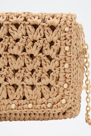 Mini sac bandoulière en fibre naturelle - Beige