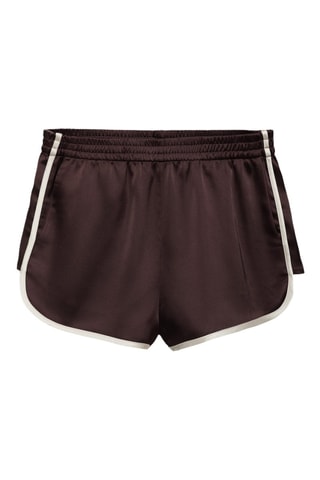 Short individuel en lin enduit avec overlock contrasté - Bordeaux