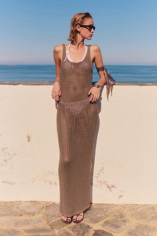 Robe longue crochet - Marron