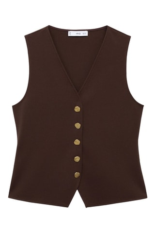 Gilet boutons bijoux - Marron