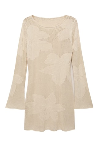 Robe crochet fleurs - Beige