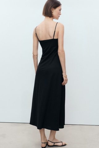Robe longue encolure nœud - Noir