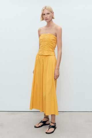 Top bustier froncé - Jaune